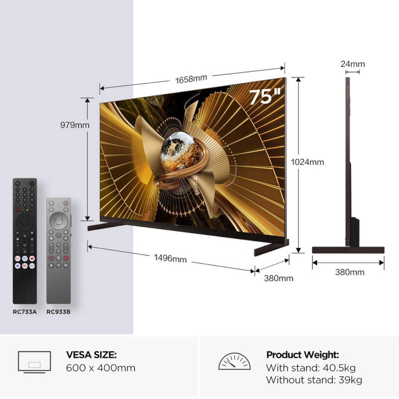 TCL 75X11L-UK 75" SQD-Mini LED Smart Television, 4K Ultra HD, F Rated