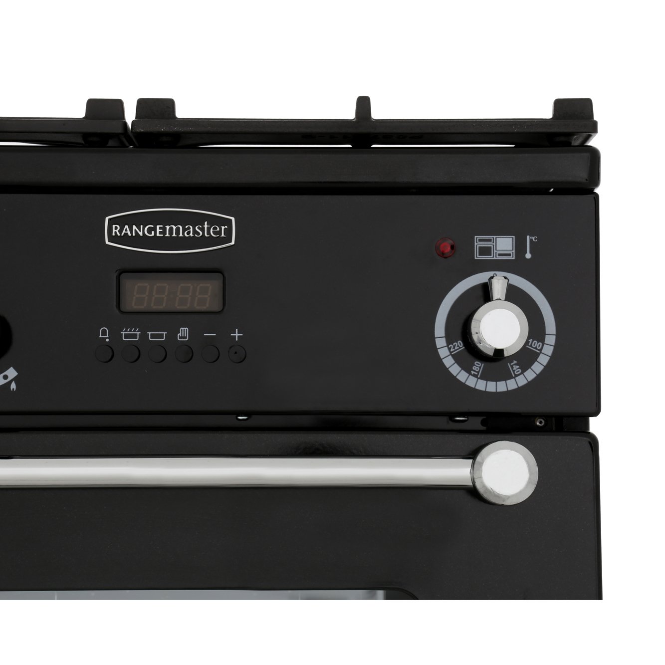Rangemaster Kitchener KCH110DFFBL/C 110cm Dual Fuel Range Cooker Black / Chrome, B Rated (76280