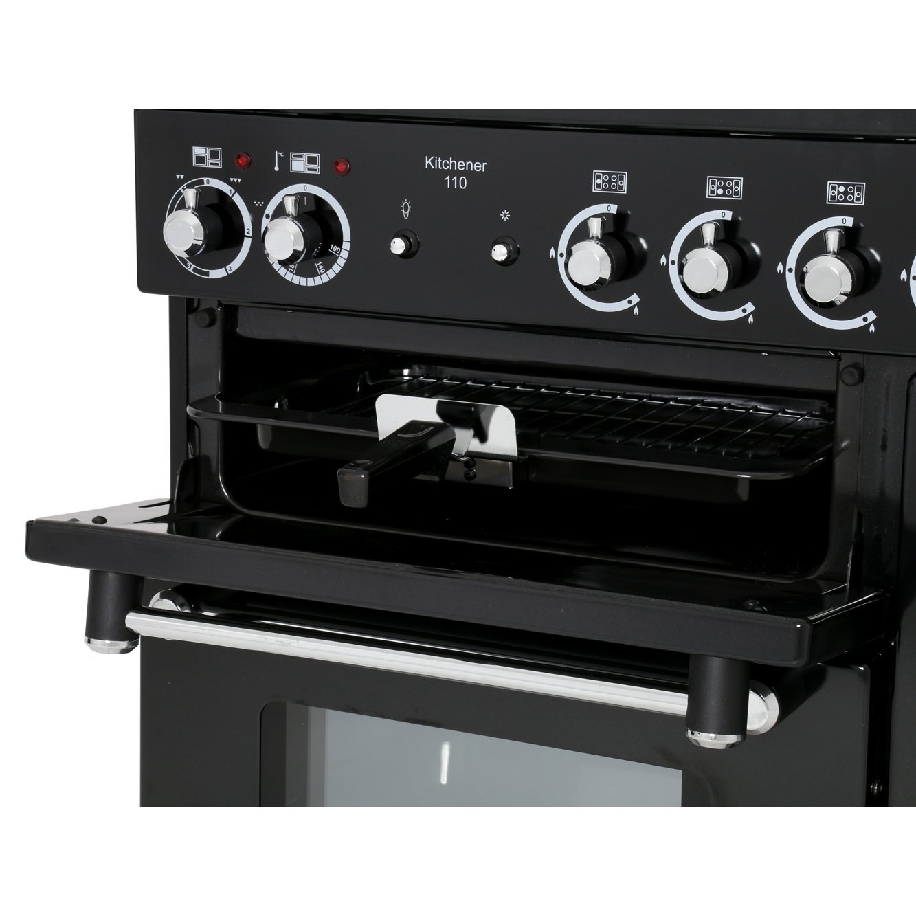 Rangemaster KCH110DFFCR/C 110cm Dual Fuel Range Cooker Kitchener Cream / Chrome, A Rated