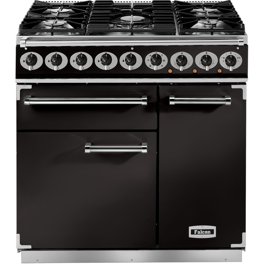 Buy Falcon 900 Deluxe Black Chrome 90cm Dual Fuel Range Cooker (77060