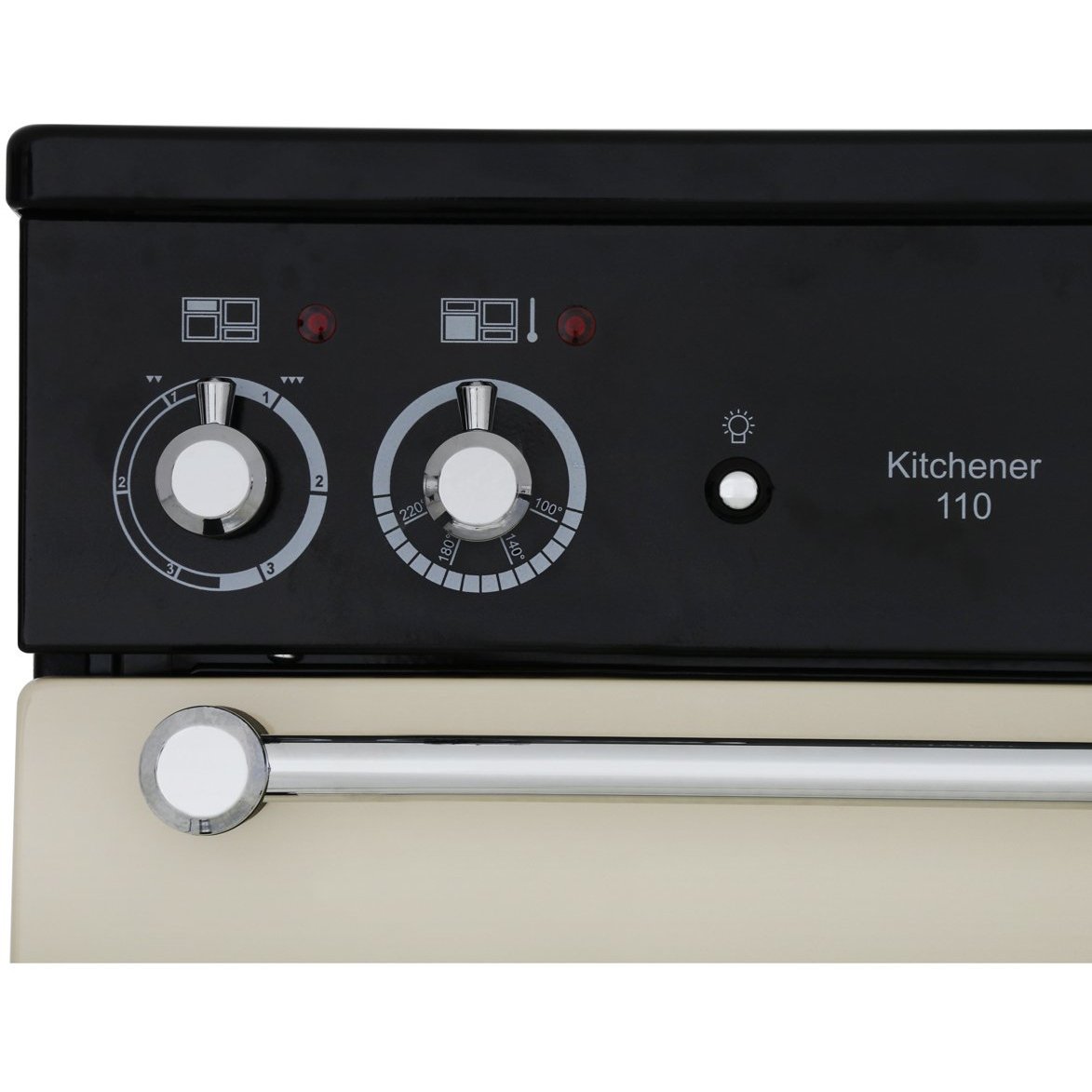 Rangemaster KCH110ECBL/C 110cm Ceramic Range Cooker Kitchener Black / Chrome, B Rated