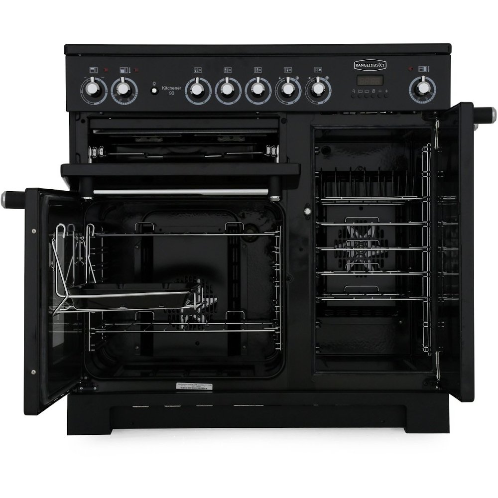 Rangemaster KCH90ECCR/C 90cm Ceramic Range Cooker Kitchener Cream / Chrome, A Rated