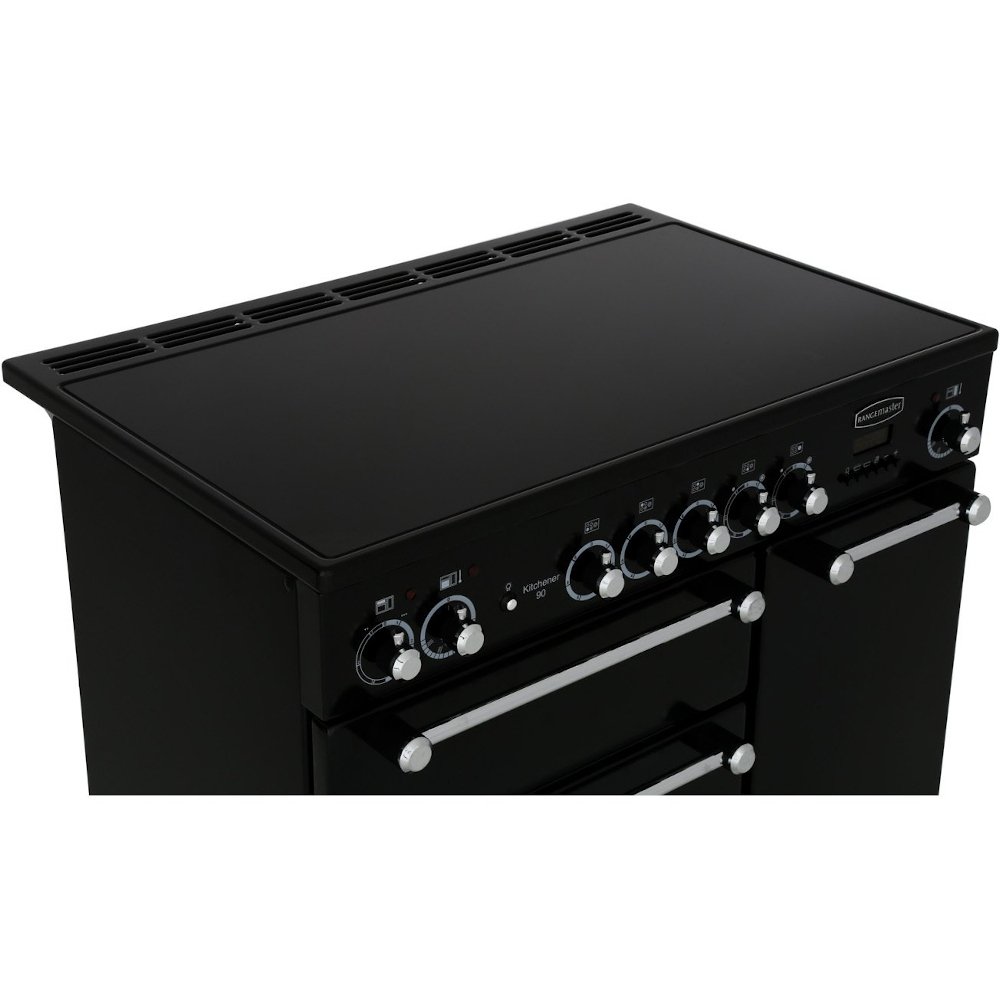 Rangemaster KCH90ECCR/C 90cm Ceramic Range Cooker Kitchener Cream / Chrome, A Rated