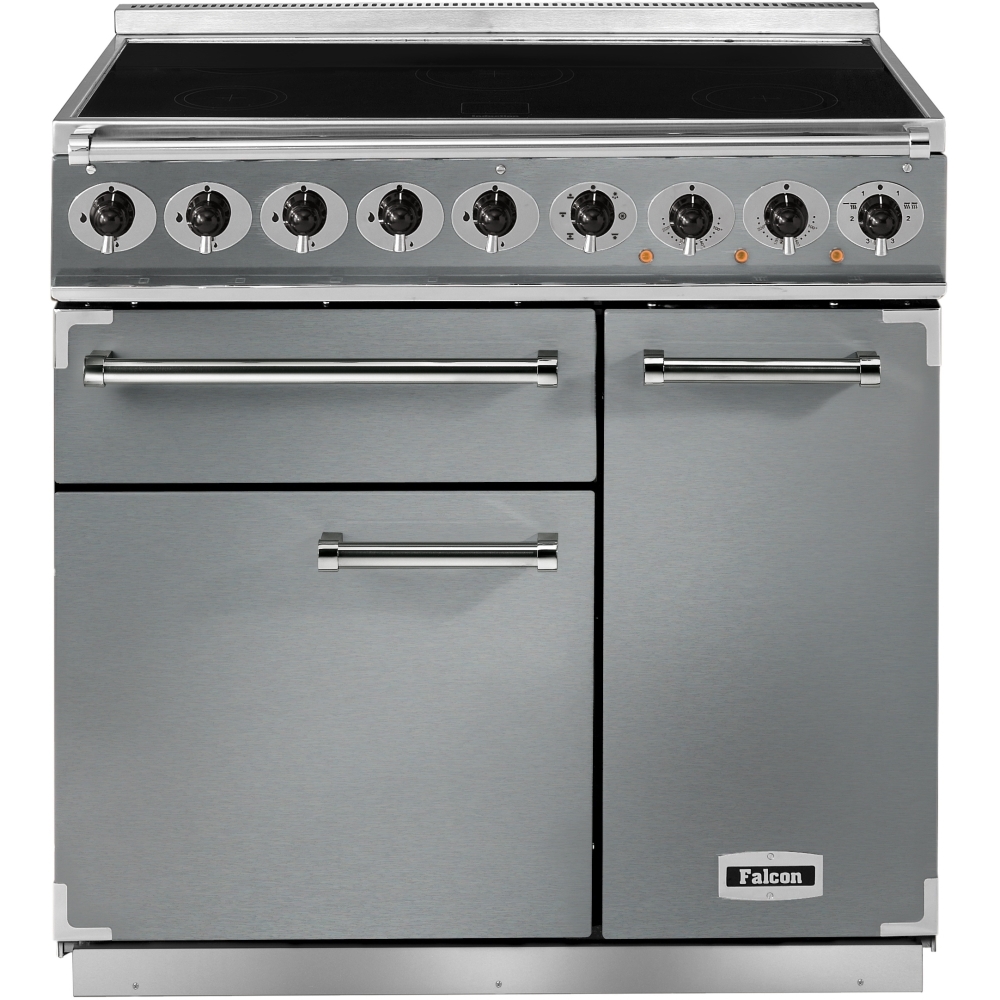 Falcon 900 Deluxe Stainless Steel Chrome 90cm Induction Range Cooker, A Rated