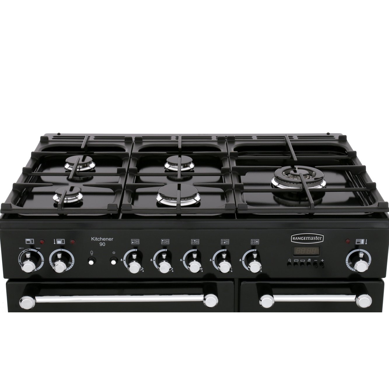 Rangemaster Kitchener KCH90DFFBL/C 90cm Dual Fuel Range Cooker Black