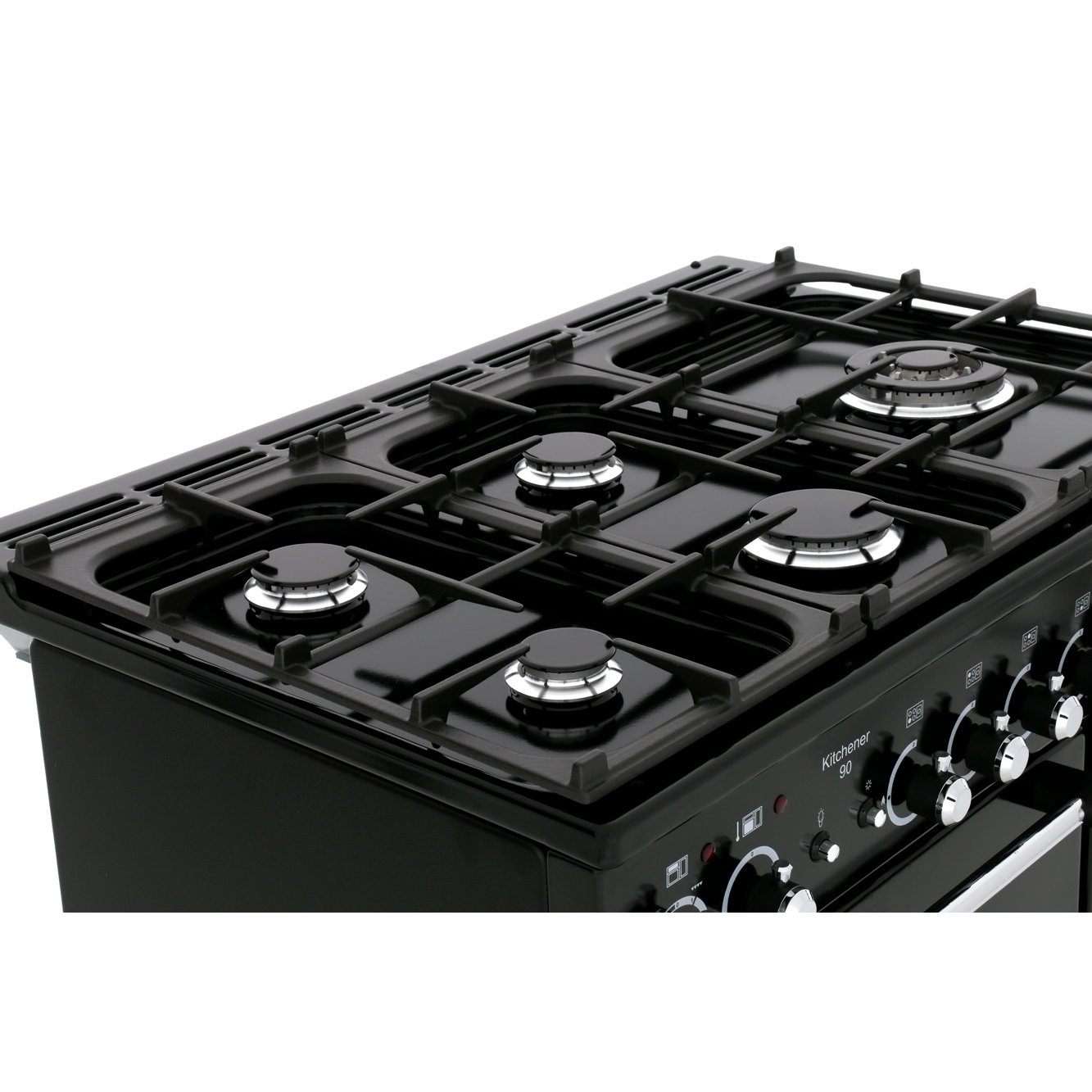 Rangemaster Kitchener KCH90DFFBL/C 90cm Dual Fuel Range Cooker Black
