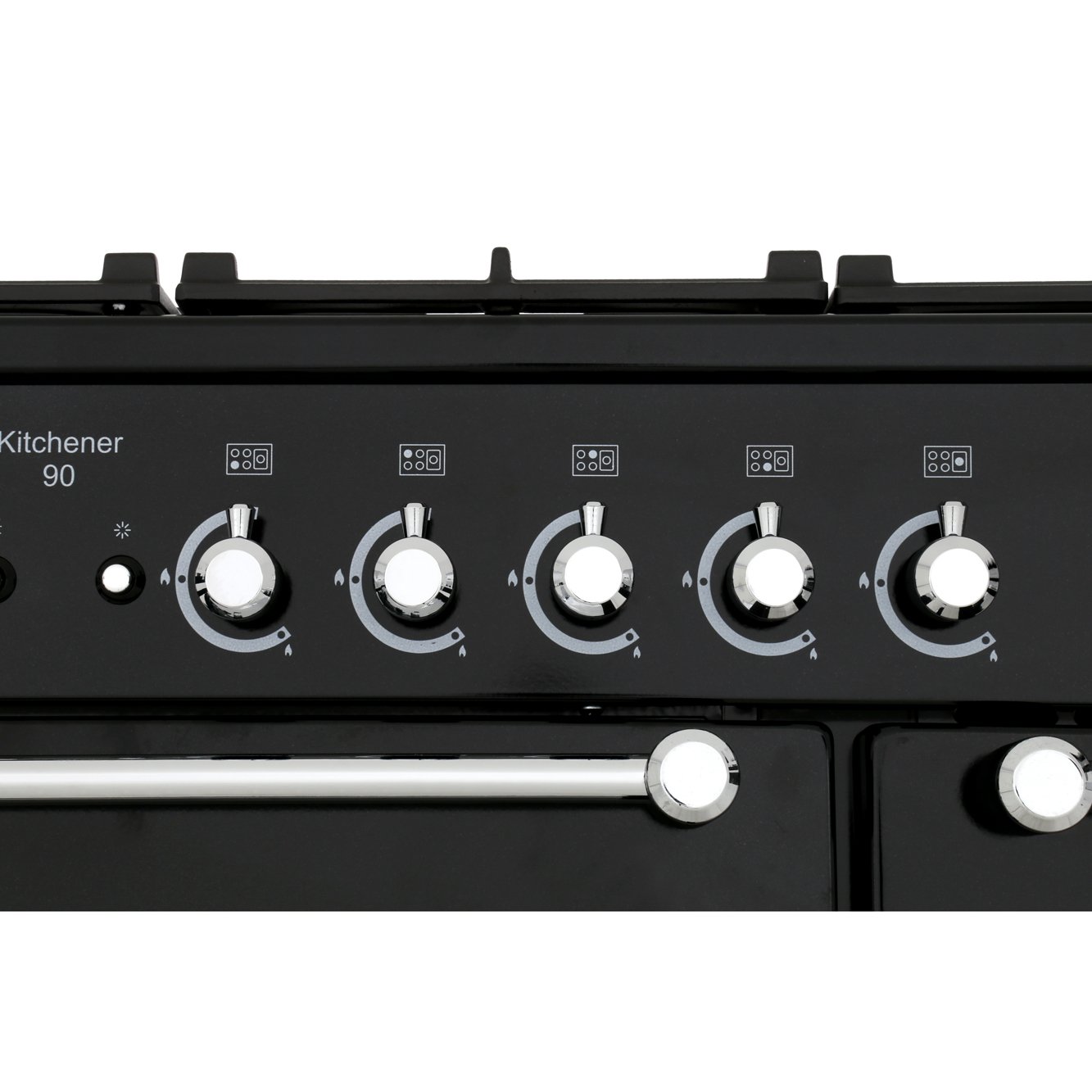 Rangemaster Kitchener KCH90DFFBL/C 90cm Dual Fuel Range Cooker Black