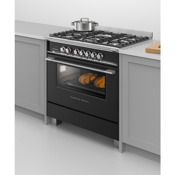 Fisher & Paykel OR90SCG4B1 90cm Dual Fuel Range Cooker, Black, A Rated