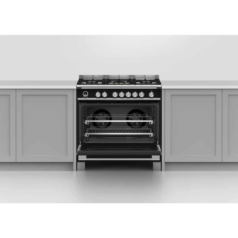 Fisher & Paykel OR90SCG6B1 Series 9 Classic 90cm Dual Fuel Range Cooker, Black, A Rated