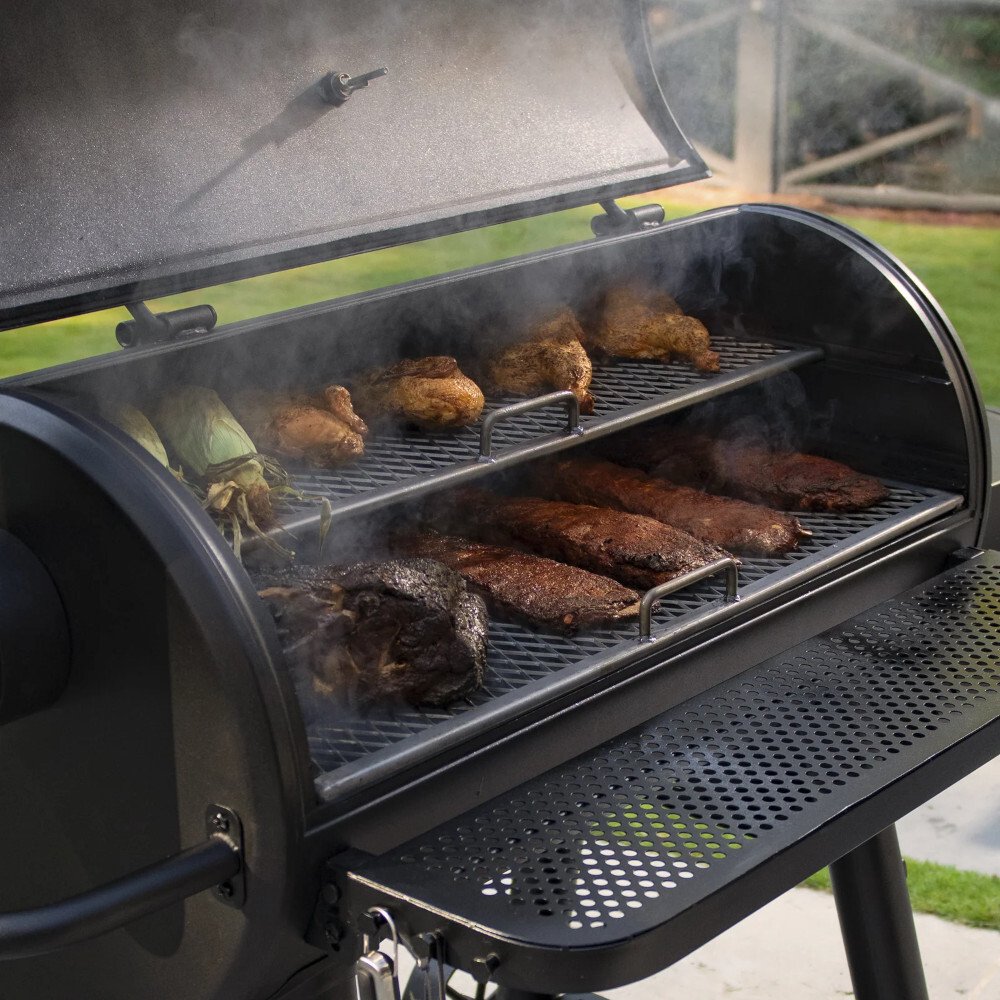 Char-Griller 8250 Grand Champ Offset Smoker & Grill, Black
