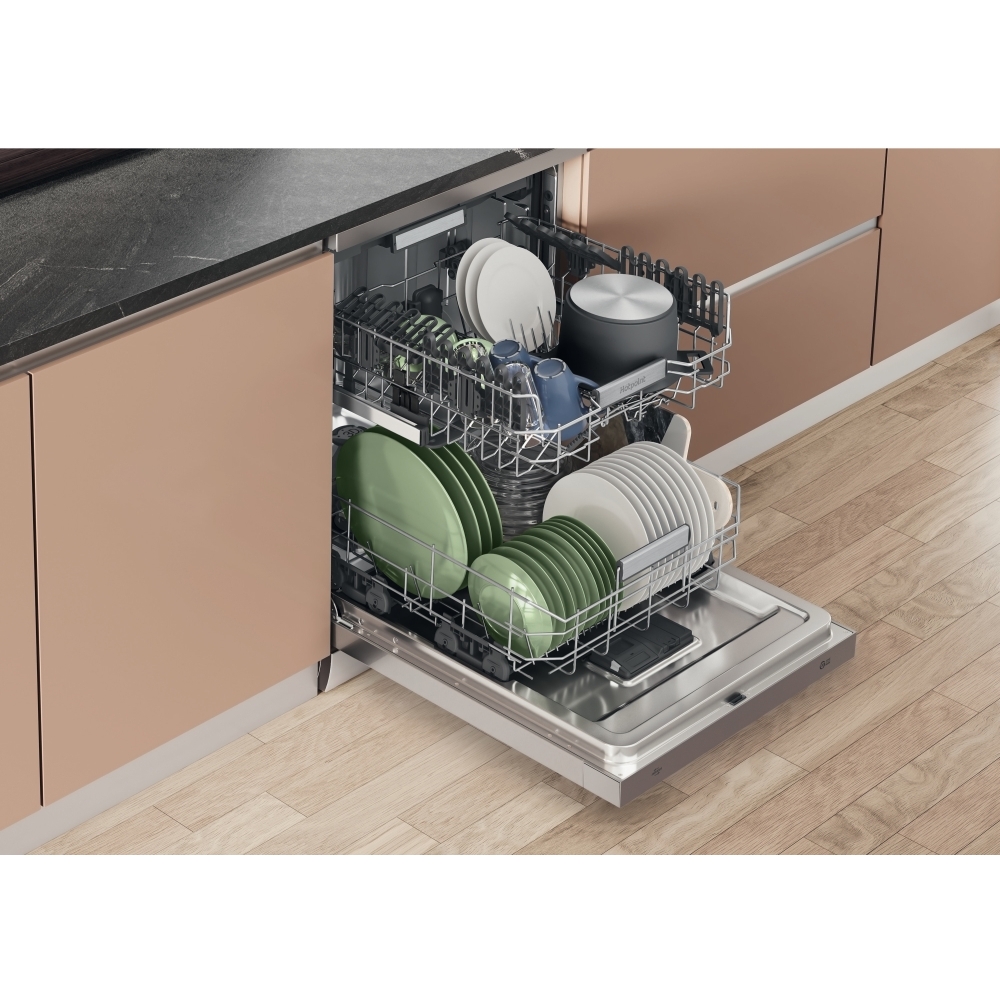 Hotpoint H7FHS51XUK Dishwasher, 15 Place Settings, Silver, B Rated