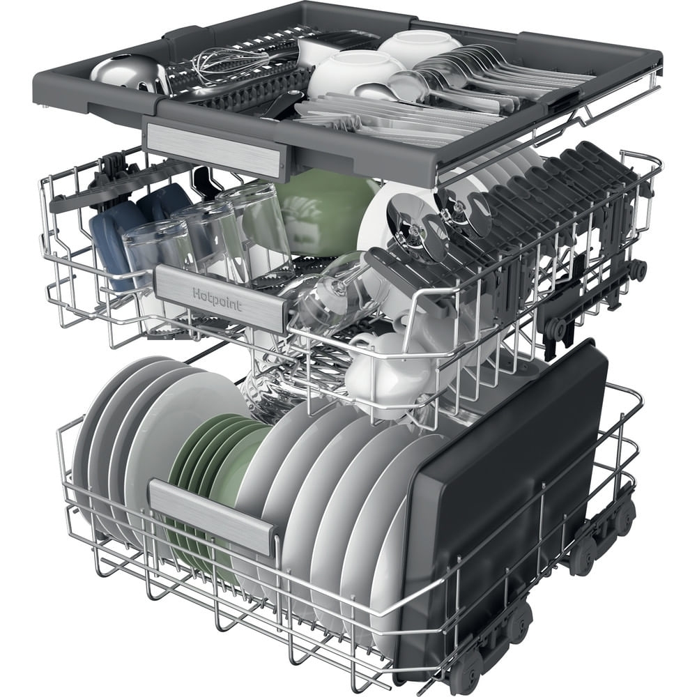 Hotpoint H7FHP43XUK Dishwasher, 15 Place Settings, Stainless Steel, C Rated