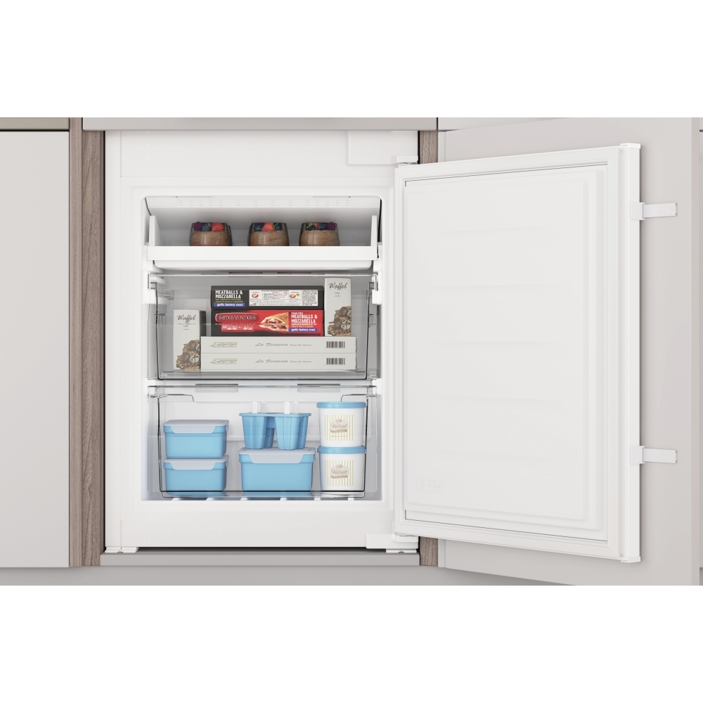 Indesit INC18T112UK Total No Frost Integrated Fridge Freezer, Sliding Hinge, 70/30, E Rated