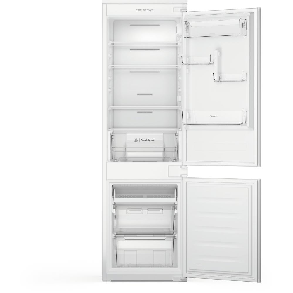 Indesit INC18T112UK Total No Frost Integrated Fridge Freezer, Sliding Hinge, 70/30, E Rated
