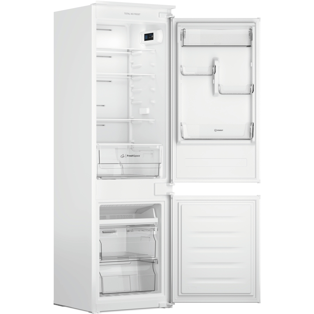 Indesit INC18T112UK Total No Frost Integrated Fridge Freezer, Sliding Hinge, 70/30, E Rated