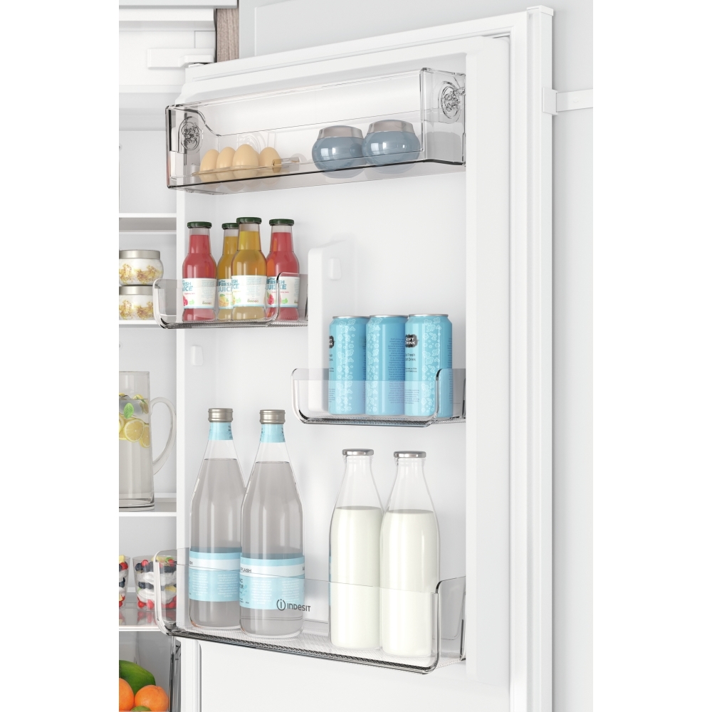 Indesit INC18T112UK Total No Frost Integrated Fridge Freezer, Sliding Hinge, 70/30, E Rated