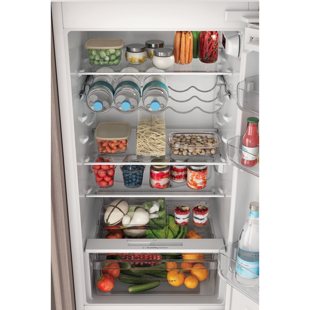 Indesit INC18D011B1 Low Frost Integrated Fridge Freezer, Sliding Hinge, 70/30, E Rated