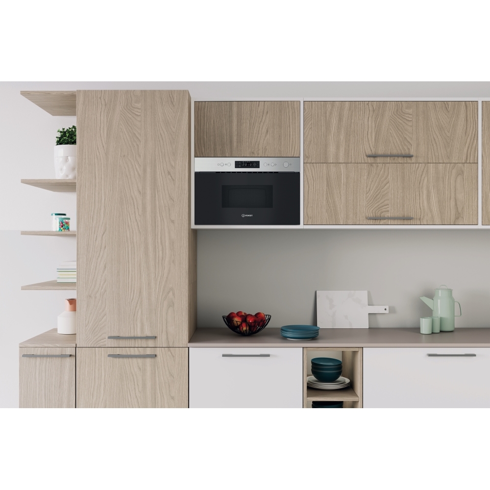 Indesit IM K12 XUK Built-In Microwave with Grill, Stainless Steel