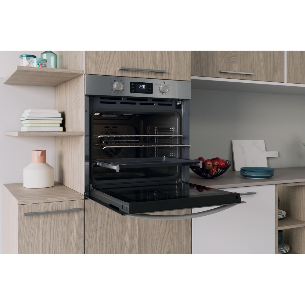 Indesit IO 278P1 X UK Built-In Electric Single Oven with Pyrolytic Cleaning, Stainless Steel, A++ Rated