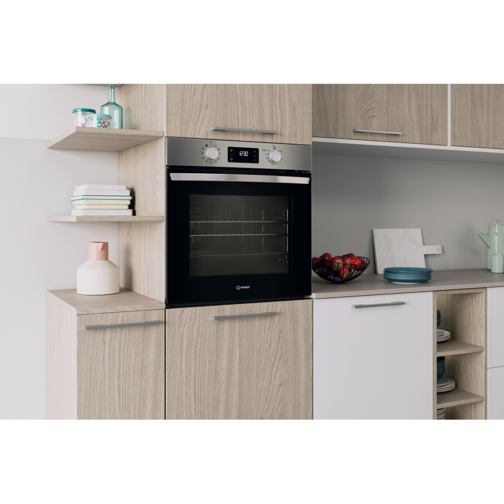 Indesit IO 278P1 X UK Built-In Electric Single Oven with Pyrolytic Cleaning, Stainless Steel, A++ Rated
