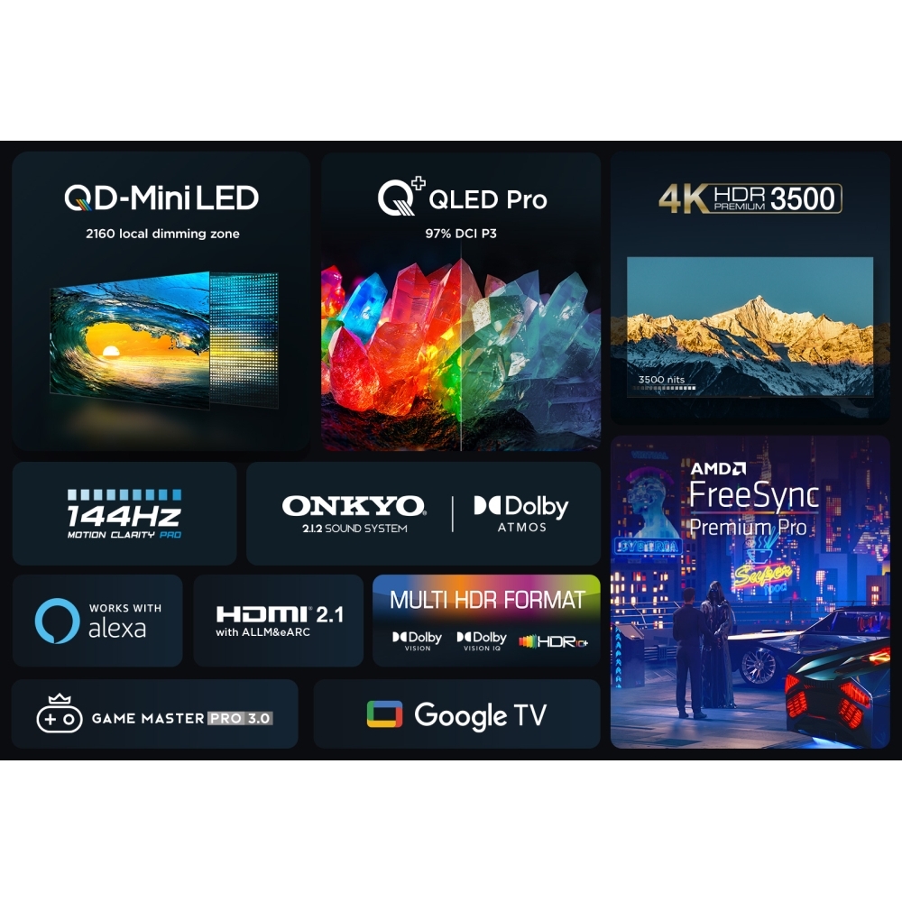 TCL 85C855K C855K 85" QD-Mini LED 4K Ultra HD Smart TV, Black, F Rated