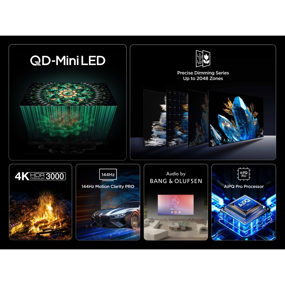 TCL 85Q7C-UK 85" Mini LED Smart Television, 4K Ultra HD, Black, D Rated