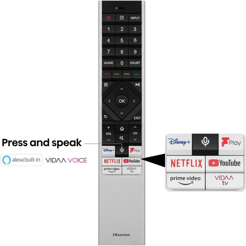 Hisense 85U7KQTUK 85" Mini LED Smart Television, 4K Ultra HD, Grey, F Rated