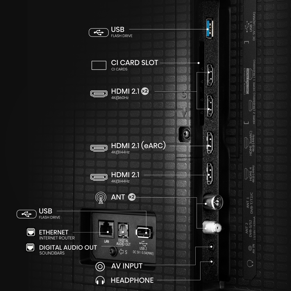 Hisense 85U7QTUK 85" ULED Mini LED Smart Television, 4K Ultra HD, Black, D Rated