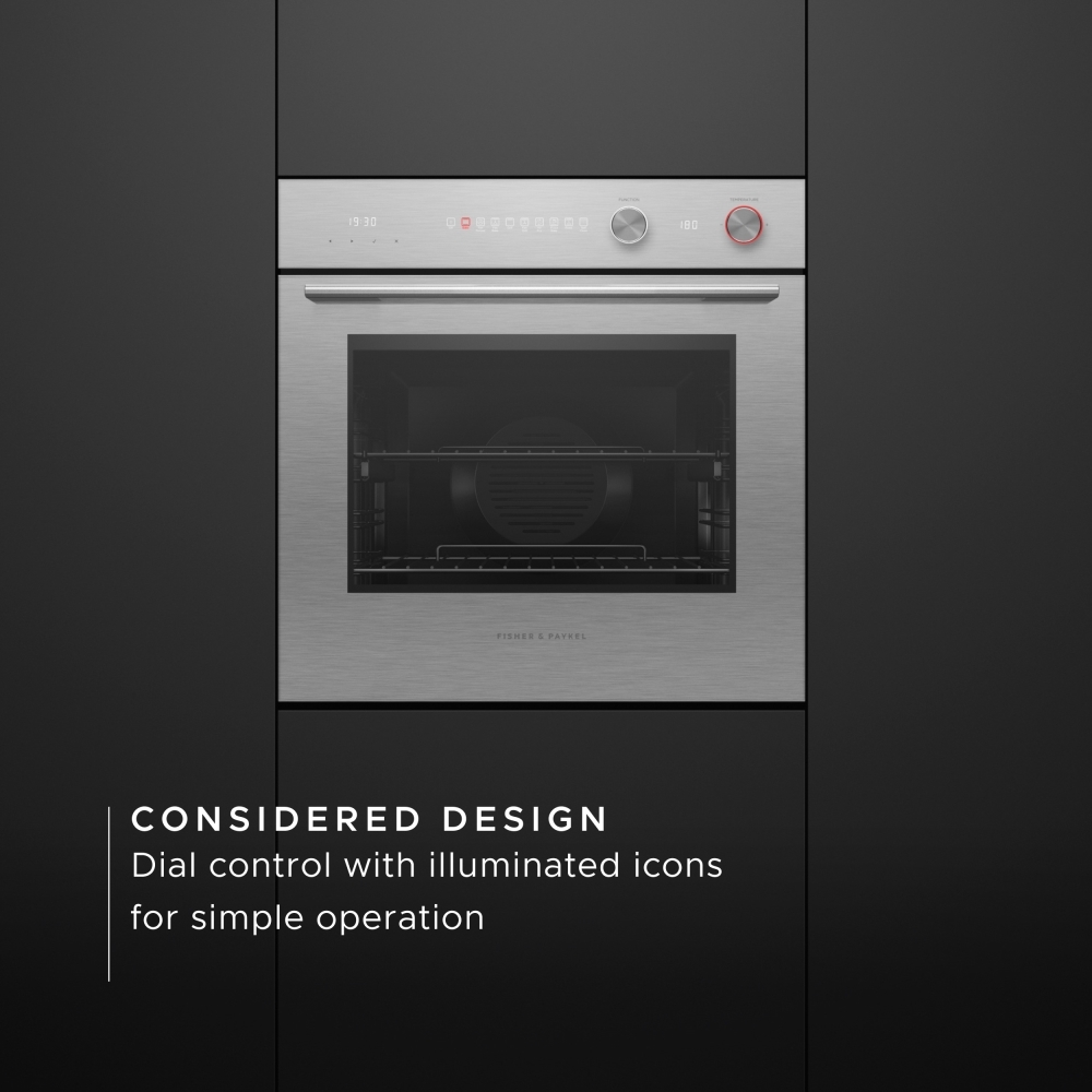 Fisher & Paykel OB60SACPGX5 Built-In Electric Single Oven with Pyrolytic Cleaning, Silver, A Rated