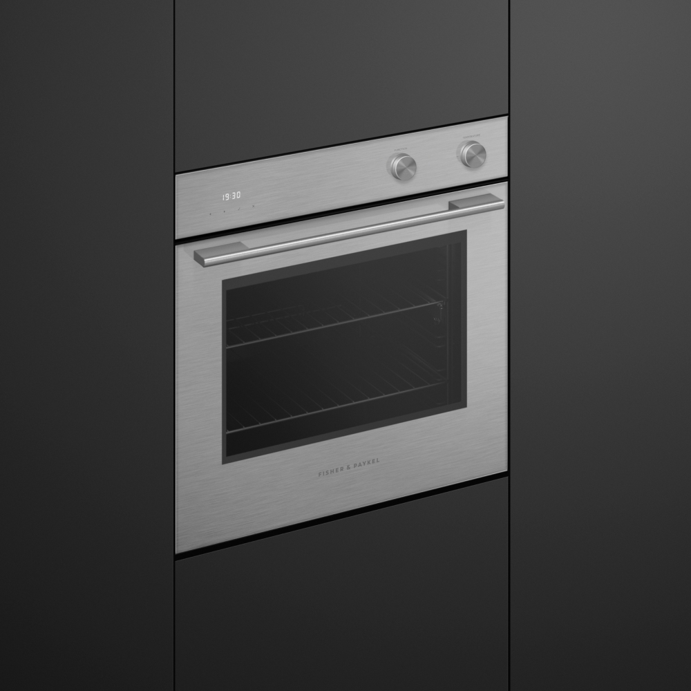 Fisher & Paykel OB60SACPGX5 Built-In Electric Single Oven with Pyrolytic Cleaning, Silver, A Rated