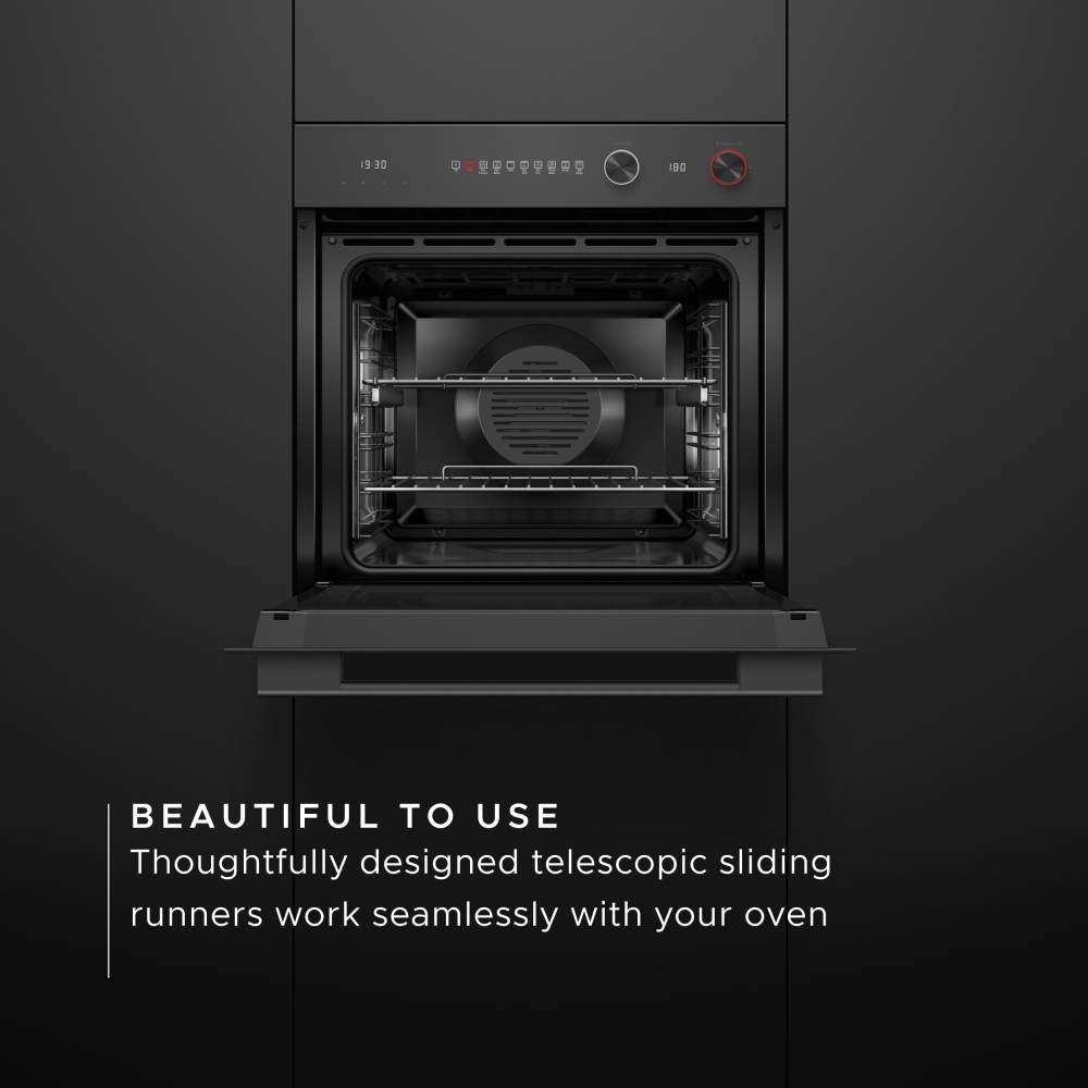 Fisher & Paykel OB60SACPGB5 Built-In Electric Single Oven with Pyrolytic Cleaning, Black, A Rated