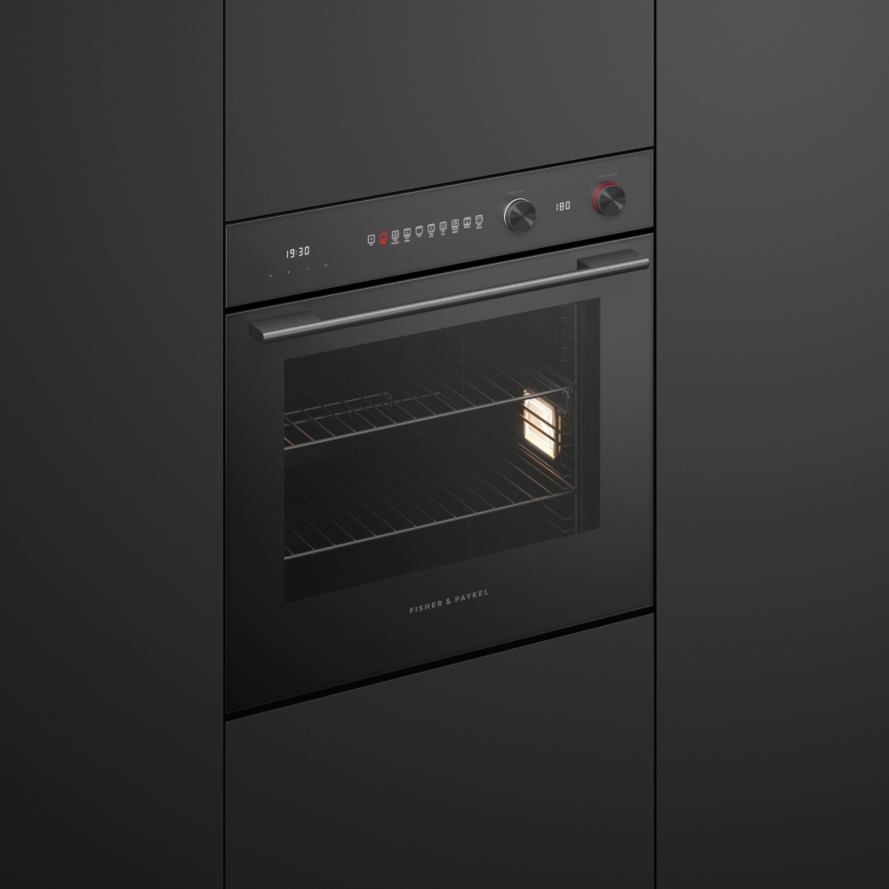 Fisher & Paykel OB60SACPGB5 Built-In Electric Single Oven with Pyrolytic Cleaning, Black, A Rated