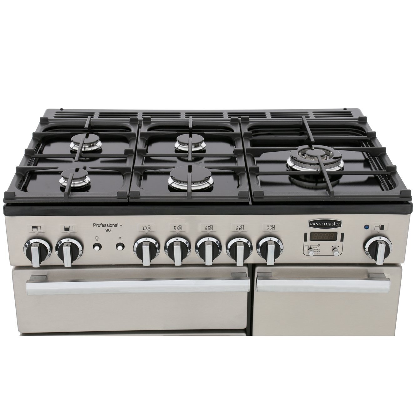 Rangemaster PROP90NGFSS/C 90cm Gas Range Cooker Professional Plus Stainless Steel / Chrome, A Rated