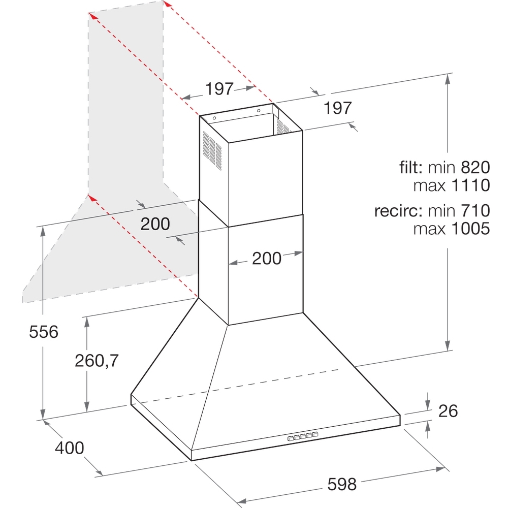 Hotpoint PHPC6.5FLMX 60cm Chimney Cooker Hood, White, D Rated