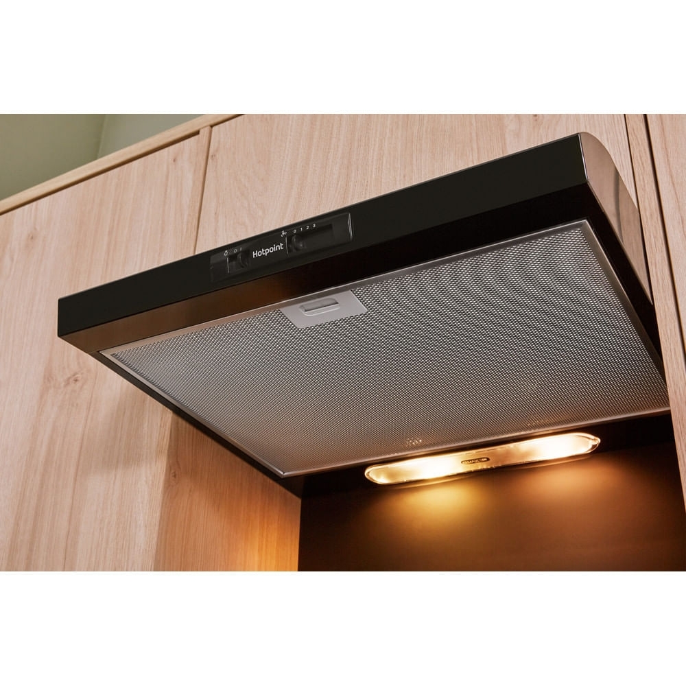 Hotpoint PSLMO65FLSK Traditional Cooker Hood, Black, D Rated