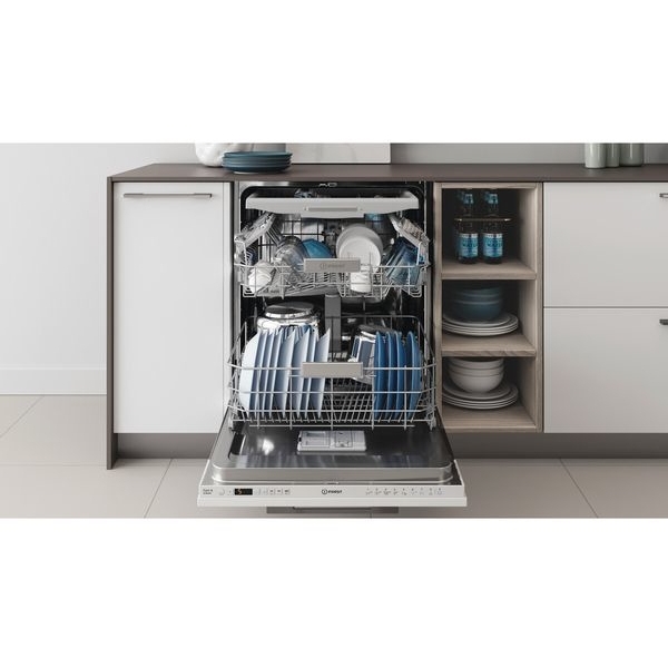 Indesit DIO3T131FEUK Fully Integrated Dishwasher, 14 Place Settings, D Rated