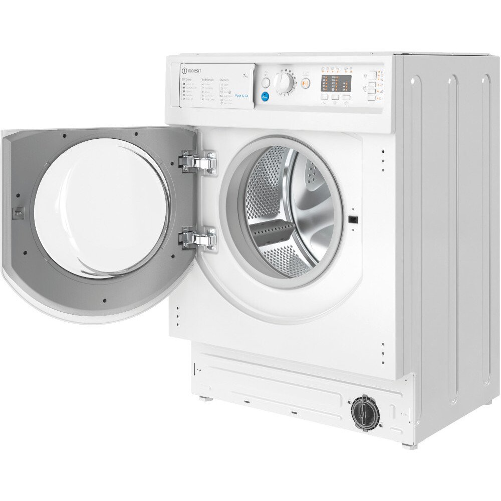 Indesit BIWMIL71252UKN Integrated Washing Machine, 7kg, 1200 Spin, White, E Rated