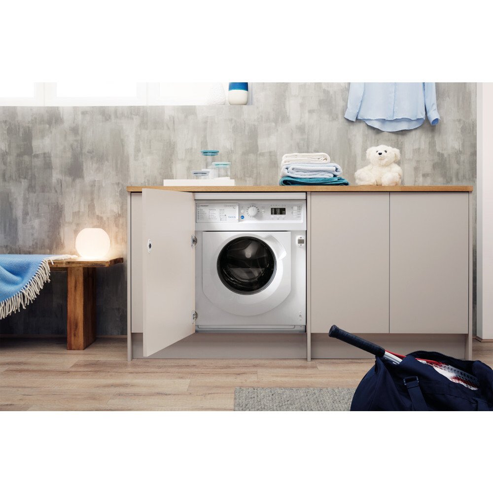Indesit BIWMIL71252UKN Integrated Washing Machine, 7kg, 1200 Spin, White, E Rated