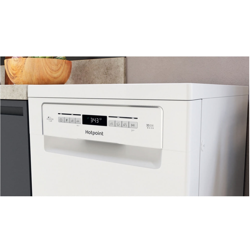 Hotpoint HSFO3T223WUK Slimline Dishwasher, 10 Place Settings, White, E Rated