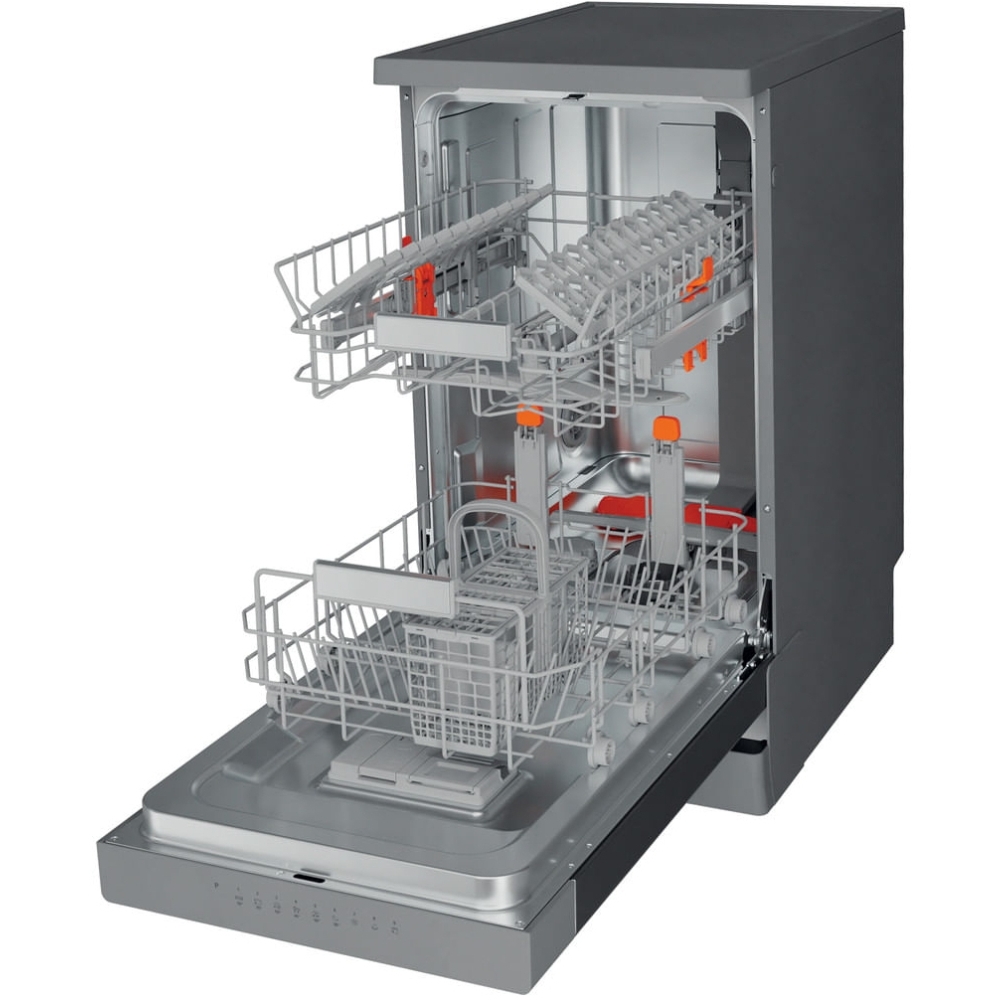 Hotpoint HSFO3T223WXUKN Slimline Dishwasher, 10 Place Settings, Stainless Steel, E Rated