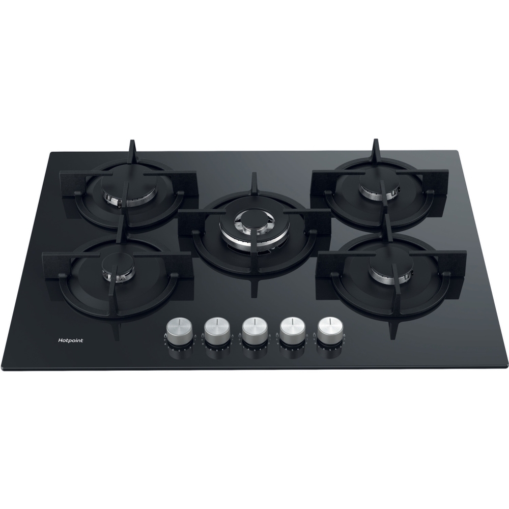 Hotpoint HGS72SBK 73cm 5 Burner Gas Hob, Black