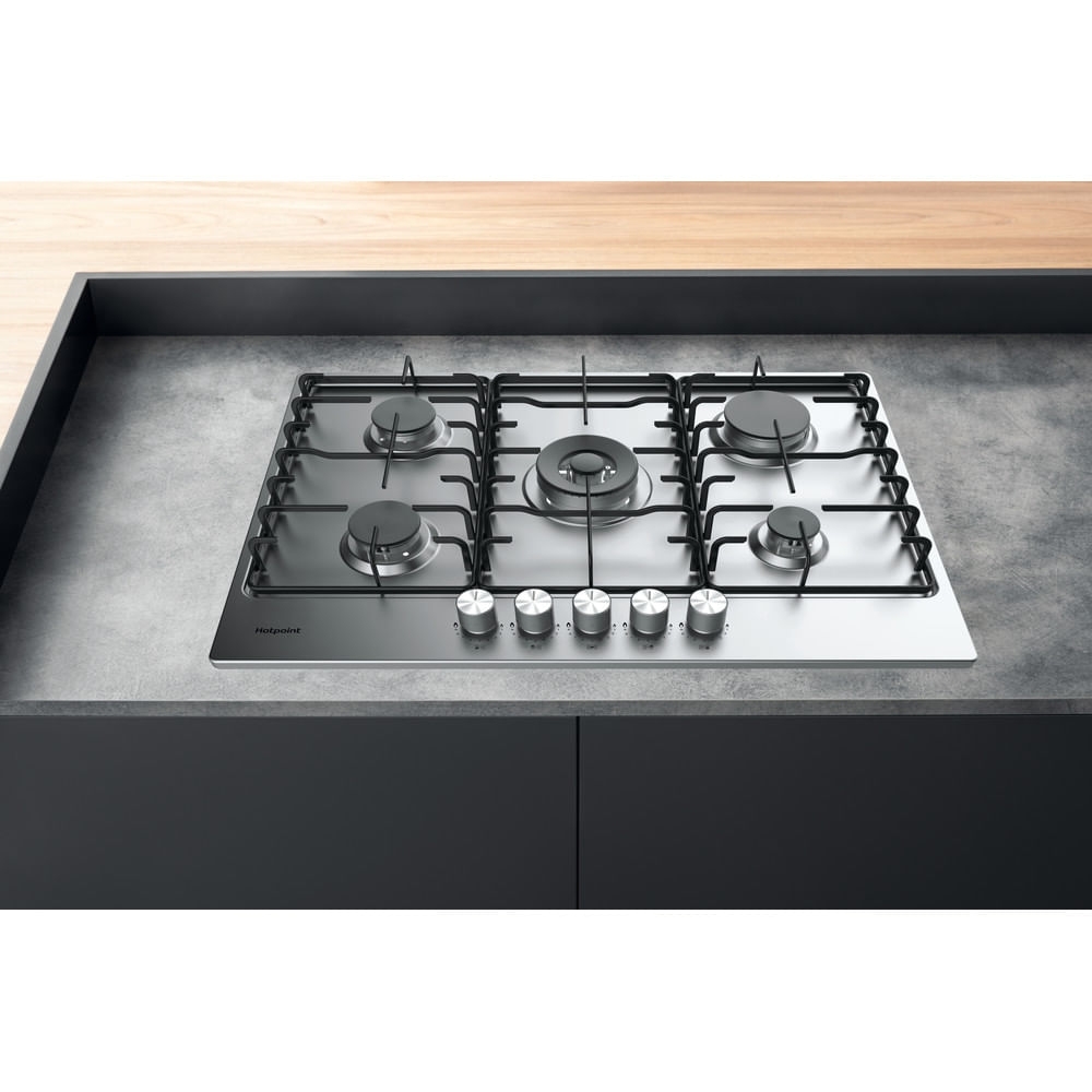 Hotpoint PPH 75P DF IX UK 73cm 5 Burner Gas Hob, Silver