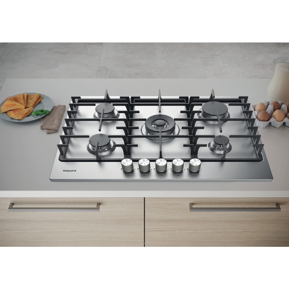 Hotpoint PPH 75P DF IX UK 73cm 5 Burner Gas Hob, Silver