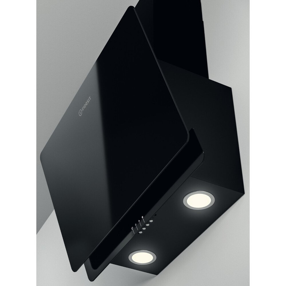 Indesit IHVP 65F LM K 60cm Chimney Cooker Hood, Black, D Rated