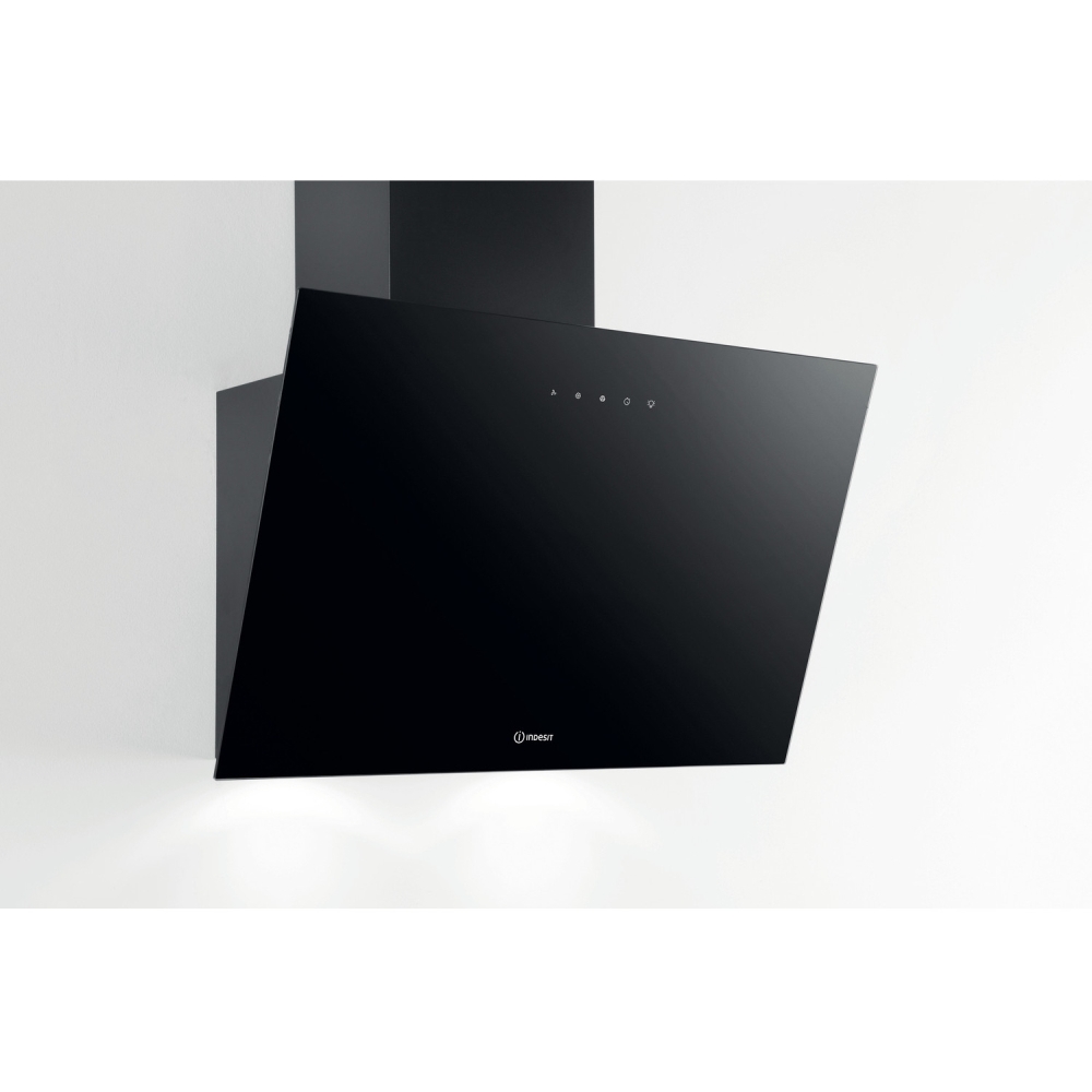 Indesit IHVP 62F LT K 60cm Chimney Cooker Hood, Black, A Rated