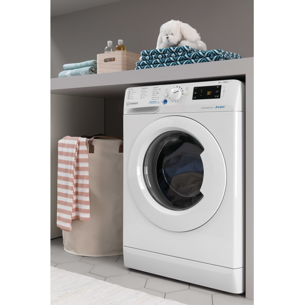 Indesit BWE101685XWUKN Washing Machine, 10kg, 1600 Spin, White, B Rated