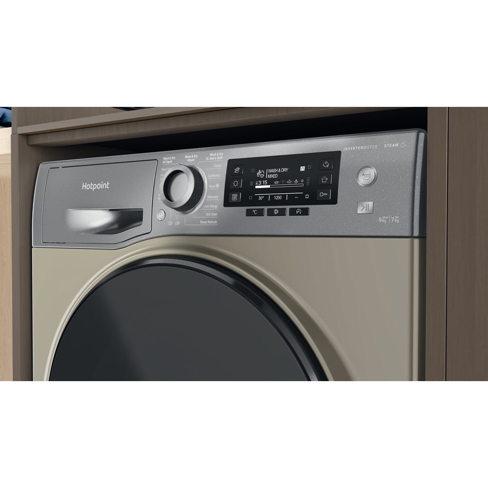 Hotpoint NDD9725GDAUK Washer Dryer, 9kg/7kg, 1600 Spin, Grey, E Rated