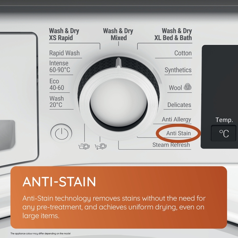 Hotpoint NDB8635GKUK Washer Dryer, 8kg/6kg, 1400 Spin, Grey, D Rated