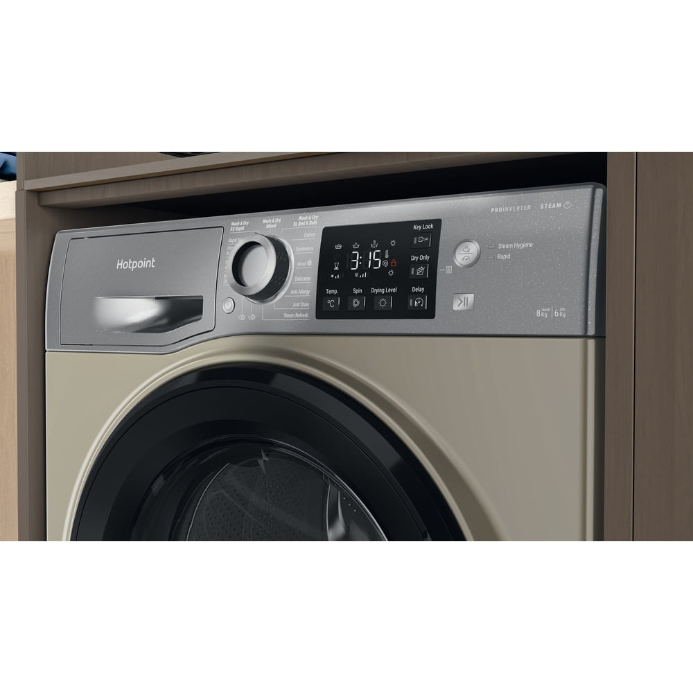 Hotpoint NDB8635GKUK Washer Dryer, 8kg/6kg, 1400 Spin, Grey, D Rated