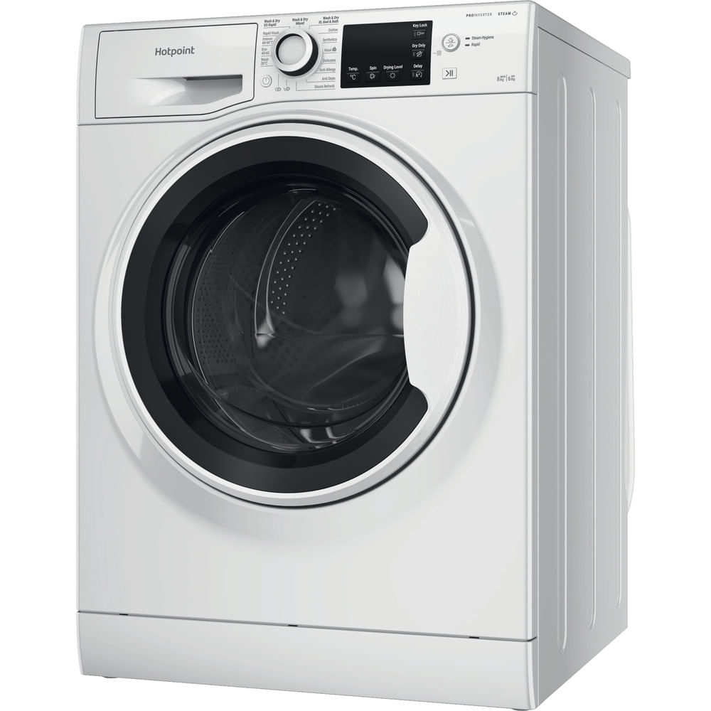 Hotpoint NDB8635WUK Washer Dryer, 8kg/6kg, 1400 Spin, White, D Rated